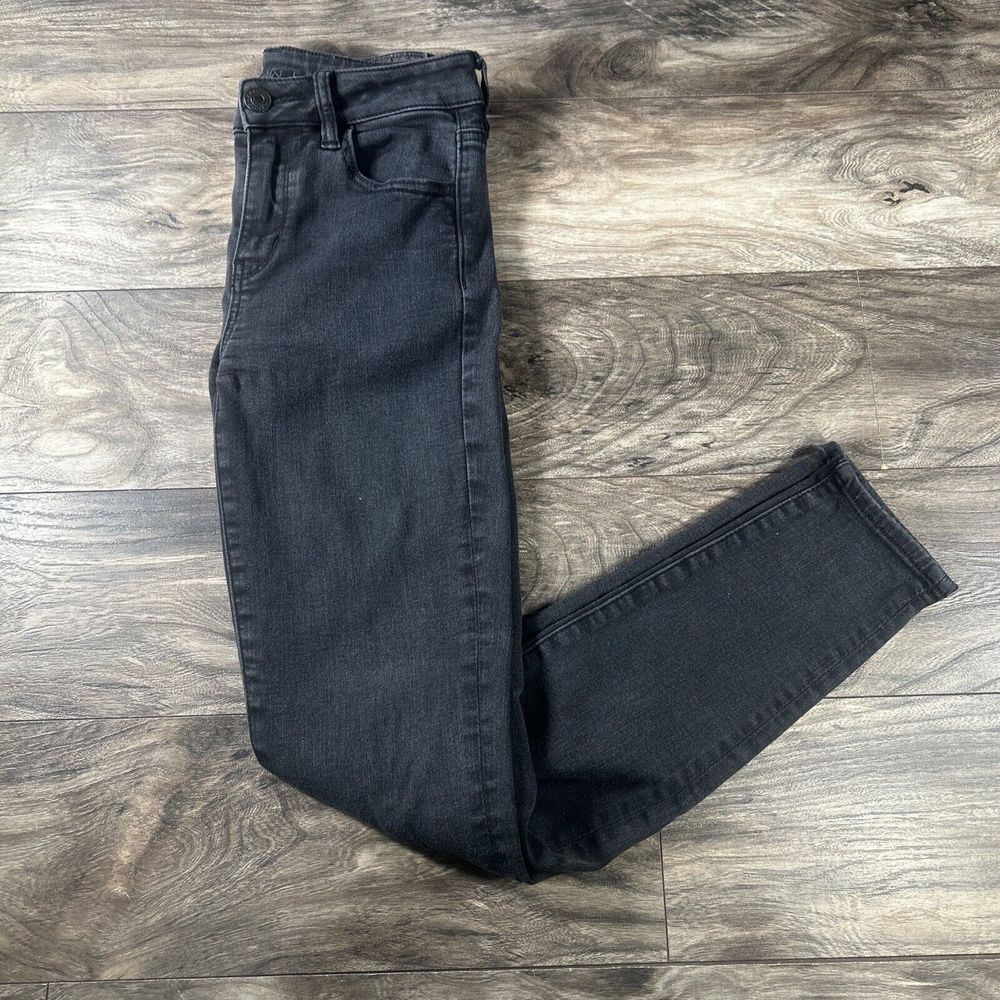 American Eagle Jeans Womens‎ 4 Black Denim Next Level Stretch Taper Slim Skinny